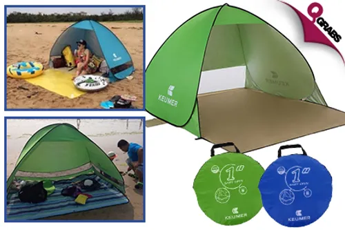 From QR99 Have Fun at the Beach with a Portable & Foldable Pop-up Beach / Camping Tent! (Up to QR338 Value)